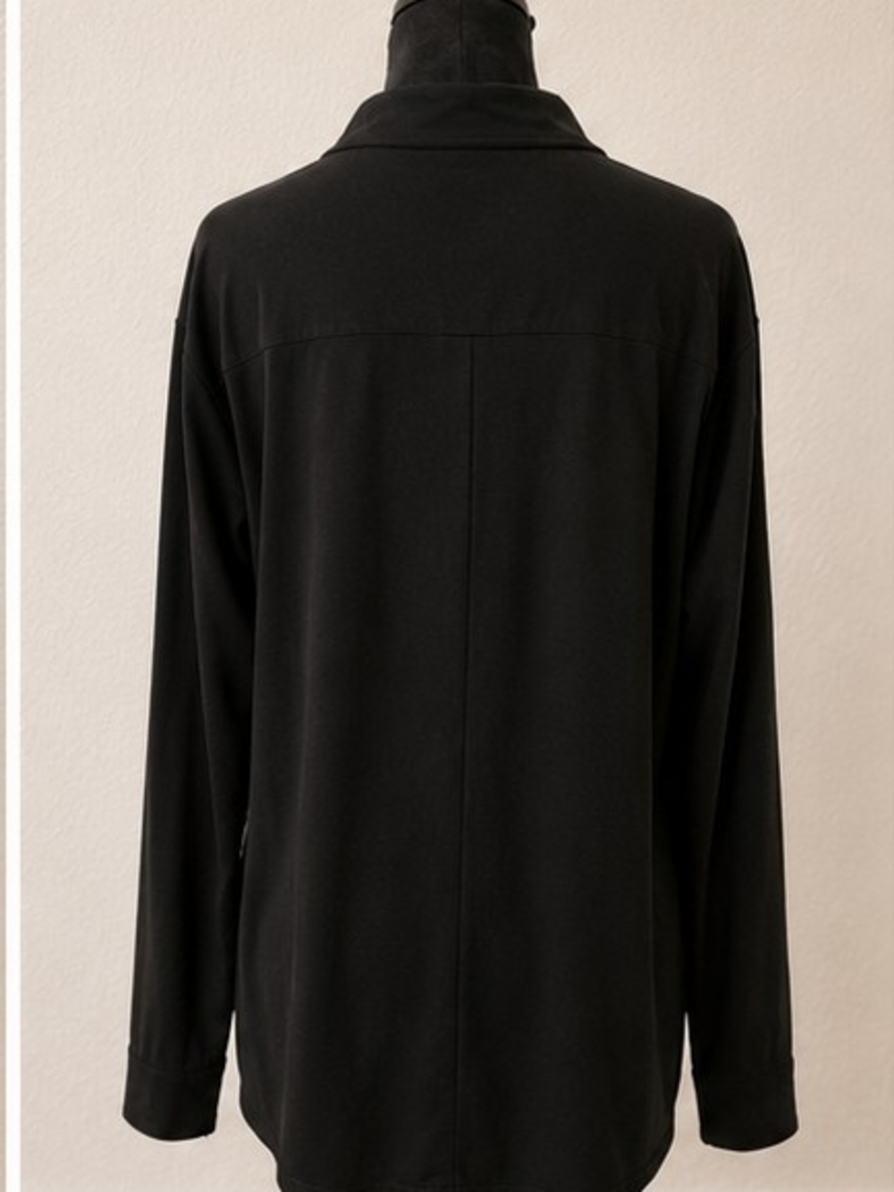 Black Blouse Large Long Sleeves 100%Cotton - Picture 2 of 5